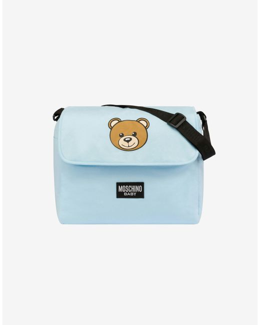 Borsa Mamma Con Fasciatoio Teddy Print di Moschino in Blue