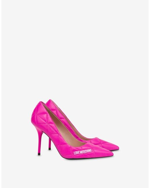 Moschino Pink Quilted Nappa Leather Pumps