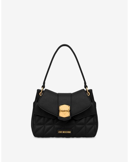 Moschino Black Click Heart Hobo Bag