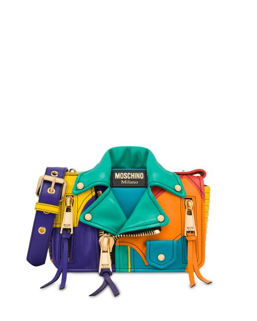 Moschino Colourblock Nappa Leather Biker Bag Lyst