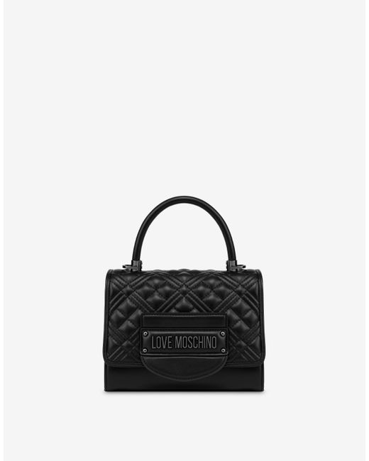 Moschino Black Quilted Tab Mini Handbag