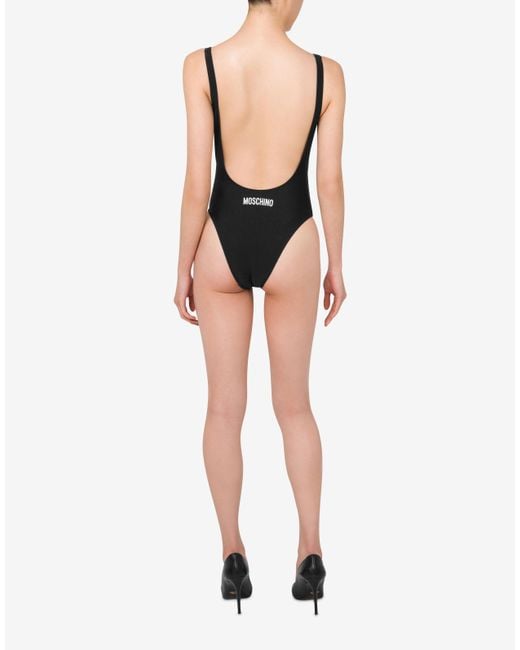 Moschino Black One-Piece Swimsuit Laurel Crown Logo