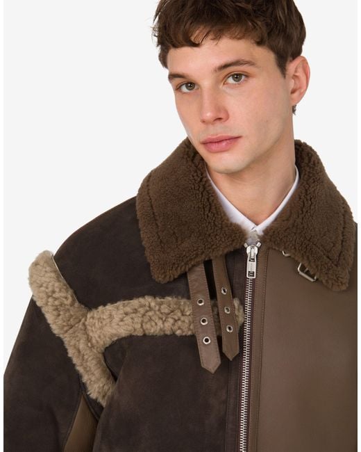 Moschino Brown Shearling-Blend Sheepskin for men