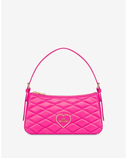 Moschino Pink Small Quilted Hobo Bag
