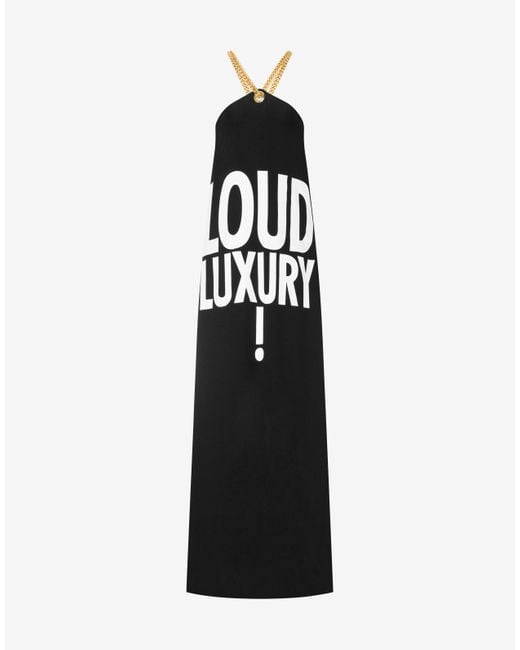 Moschino Black Kleid Aus Enver-satin Loud Luxury!