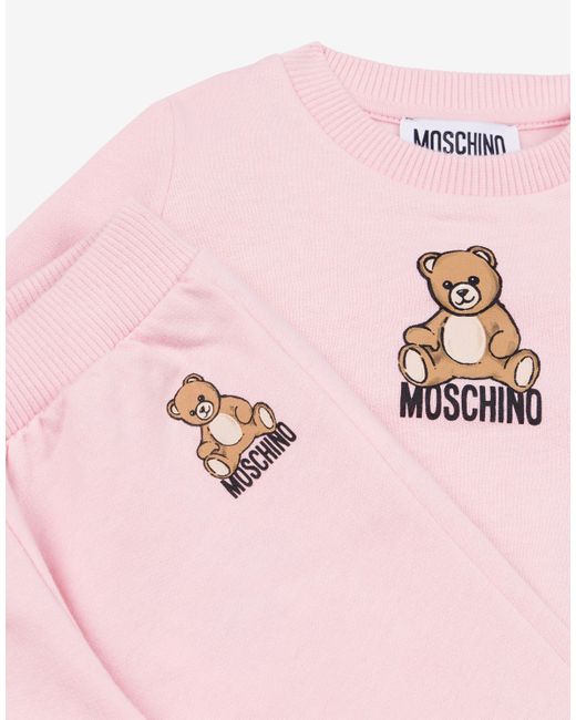 Moschino Pink Teddy Bear Cotton Fleece Tracksuit Set