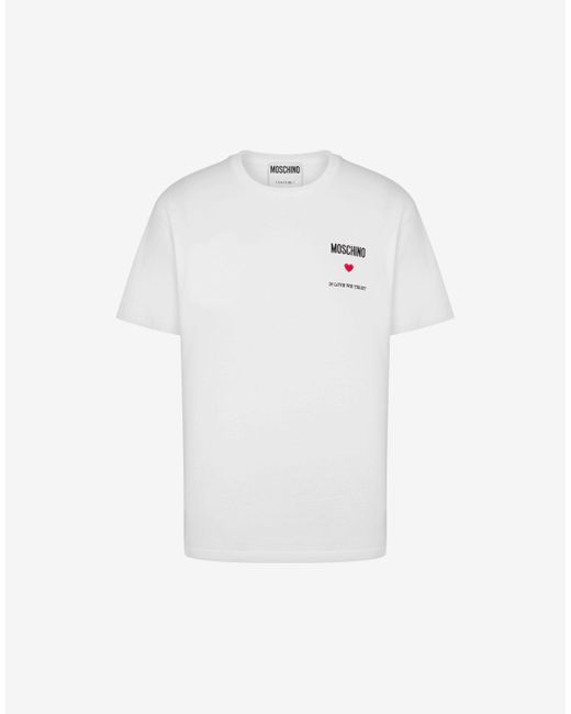 T-shirt In Jersey Organico In Love We Trust di Moschino in White