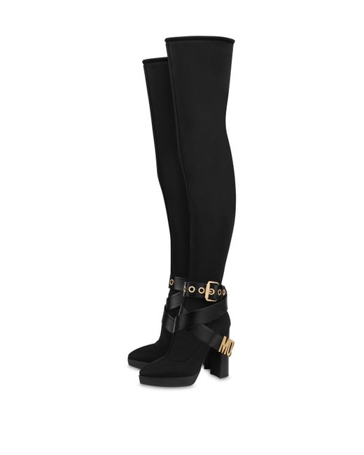 Moschino Black Belt Over-the-knee Boots