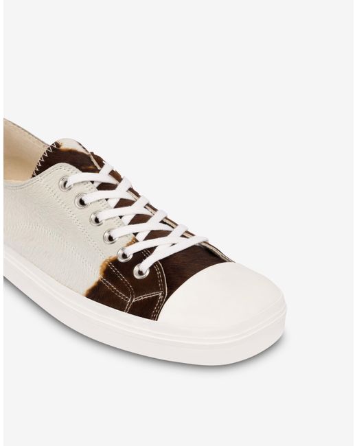 Moschino White Pony Skin Trainers for men