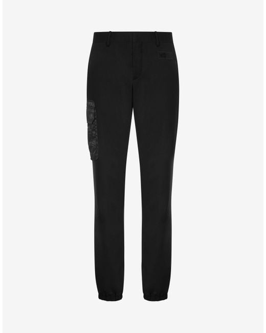 Pantalon En Drap De Laine Multipocket Details Moschino en coloris Black