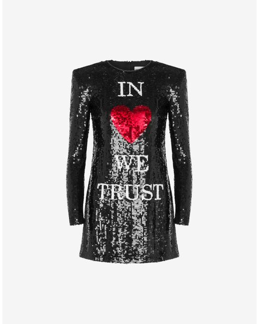 Moschino Red In Love We Trust Sequin Dress