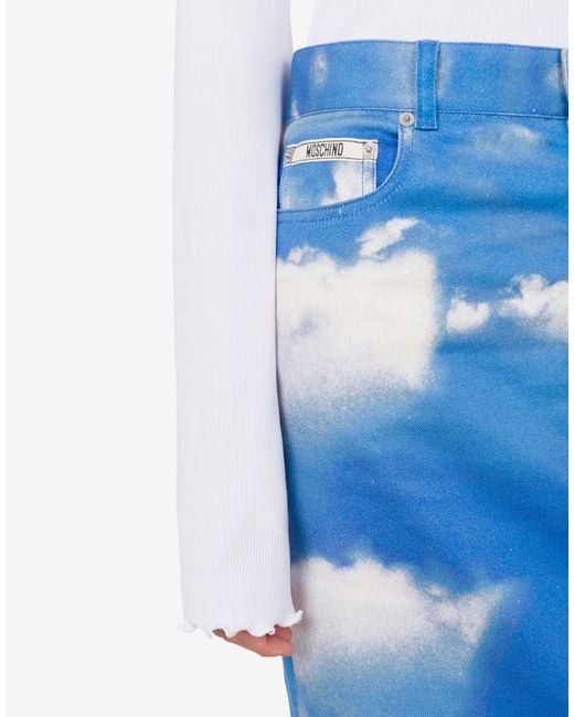 Moschino Blue Archive Clouds Cotton Bull Skirt