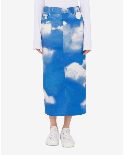 Moschino Blue Archive Clouds Cotton Bull Skirt