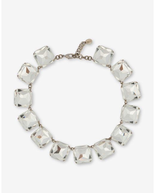 Moschino White Necklace With Jewel Stones