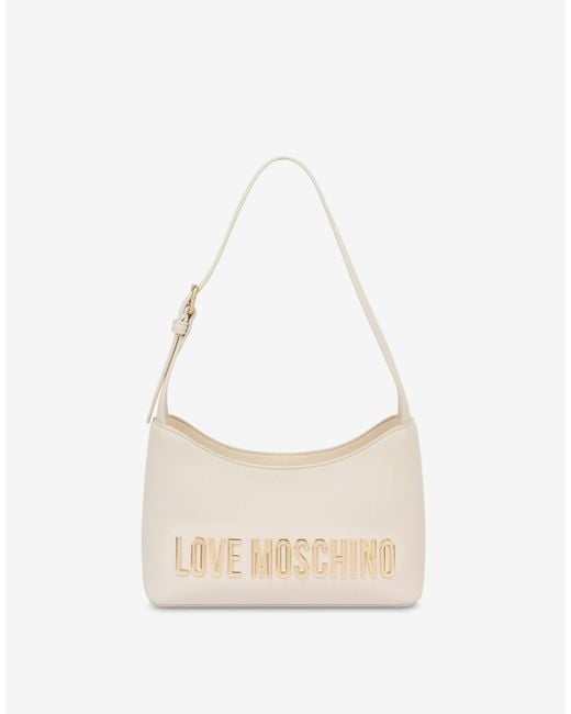Moschino White Maxi Lettering Hobo Bag