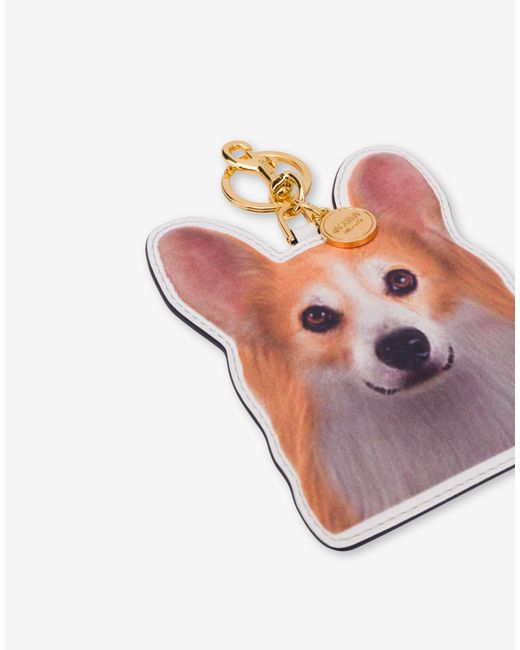 Moschino White Printed Keychain