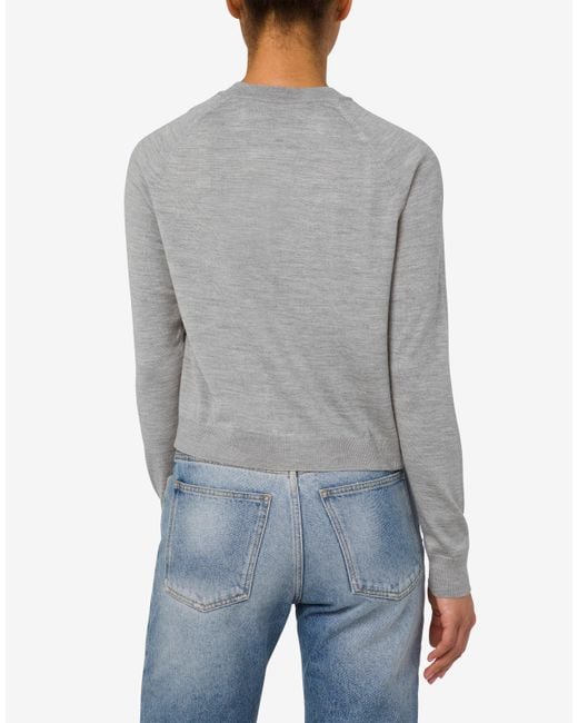 Moschino Gray Golden M Wool And Silk Cardigan