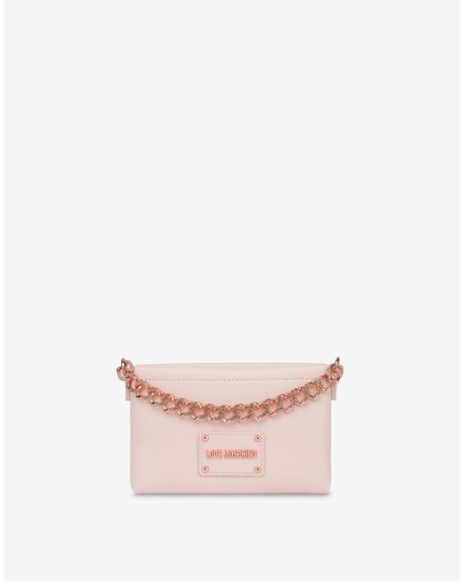 Mini Sac Heart Chain Moschino en coloris Pink