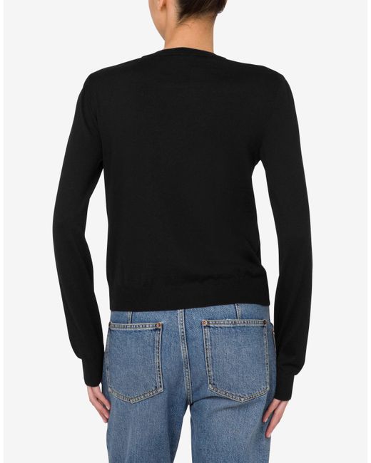 Moschino Black Wool And Silk Pullover Golden M