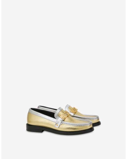 Moschino Metallic College Two-tone Laminated Loafers
