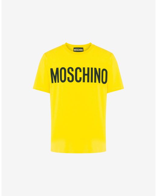 T-shirt In Jersey Stretch Logo Print di Moschino in Yellow