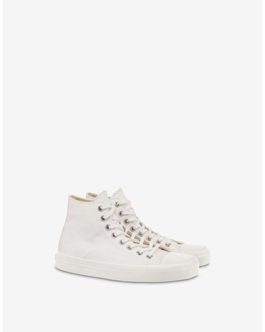 Moschino White High Canvas Trainers for men
