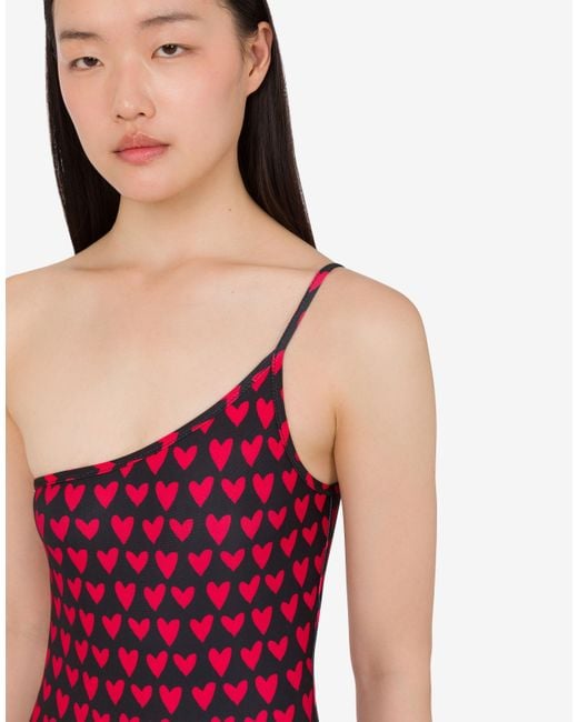 Moschino Red Printed Lycra One-Piece Swimsuit