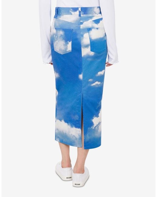 Moschino Blue Archive Clouds Cotton Bull Skirt