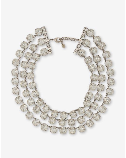 Moschino White Necklace With Round Jewel Stones