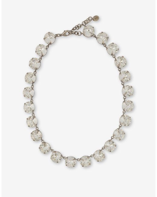 Moschino White Choker Necklace With Jewel Stones