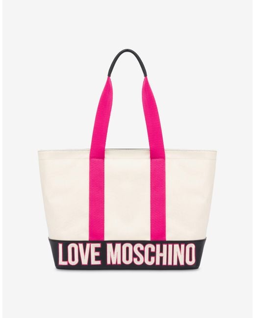 Shopper In Canvas Free Time di Moschino in Pink