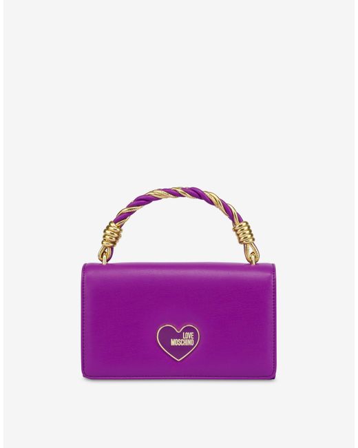 Borsa A Mano Enameled Heart di Moschino in Purple