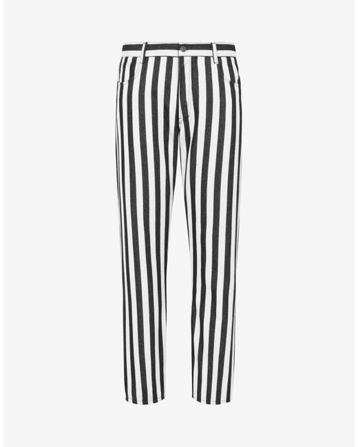 Pantalon En Coton Mélangé Archive Stripes Moschino en coloris White
