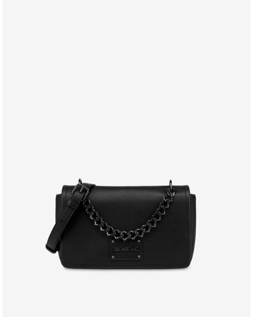 Moschino Black Heart Chain Shoulder Bag