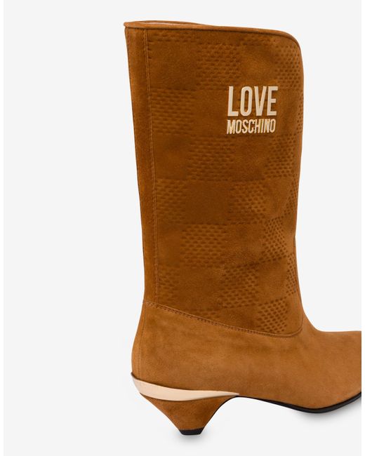 Love Moschino Brown Suede Ankle Boots