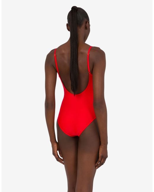 Moschino Red Printed Lycra One-Piece Swimsuit