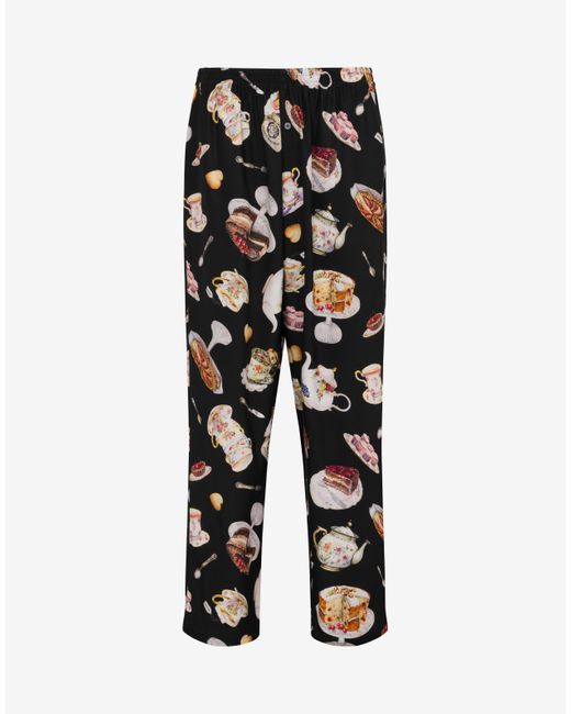 Moschino Black Printed Satin Pants for men