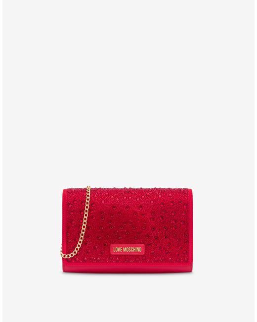 Moschino Red Love Gift Capsule Clutch With Rhinestones