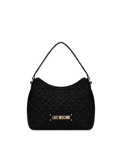 Moschino Shiny Quilted Hobo Bag in Black | Lyst Canada