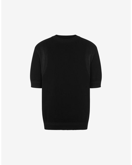 Pullover In Cotone Traforato Rubber Logo di Moschino in Black