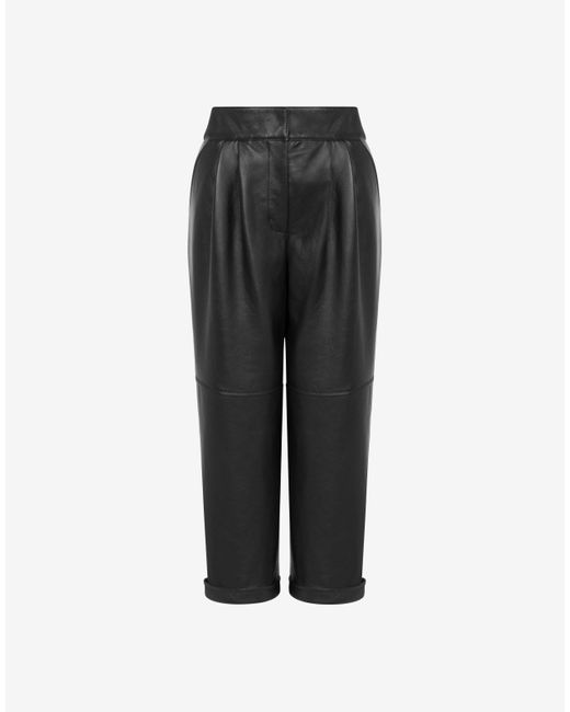 Moschino Gray Nappa Leather Trousers