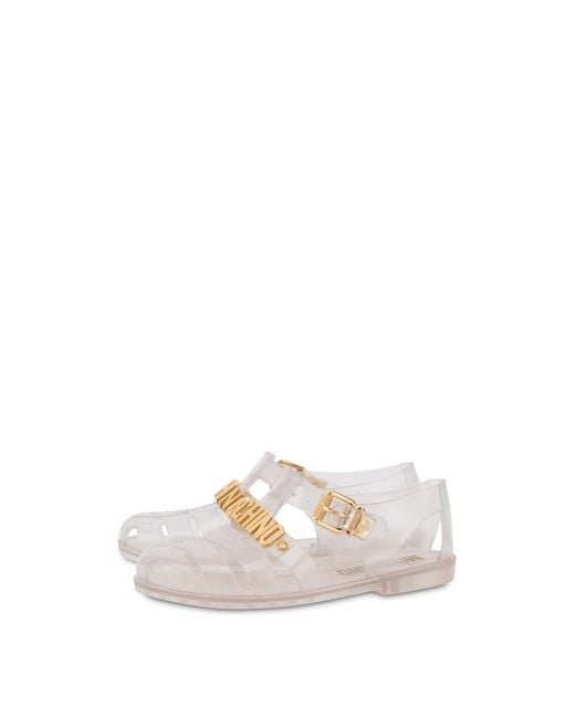 moschino jelly sandals with lettering logo