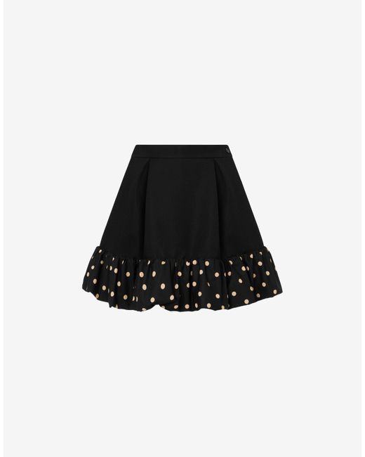 Moschino Black Polka Dots Wool Blend Diagonal Miniskirt