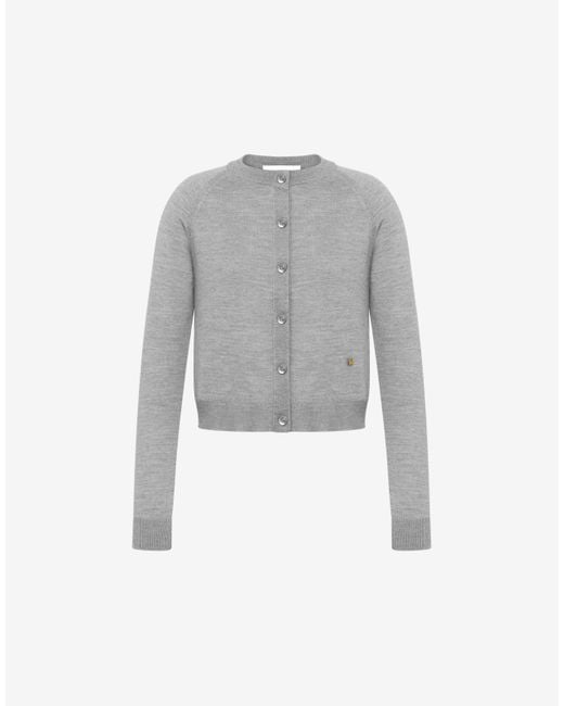 Moschino Gray Golden M Wool And Silk Cardigan