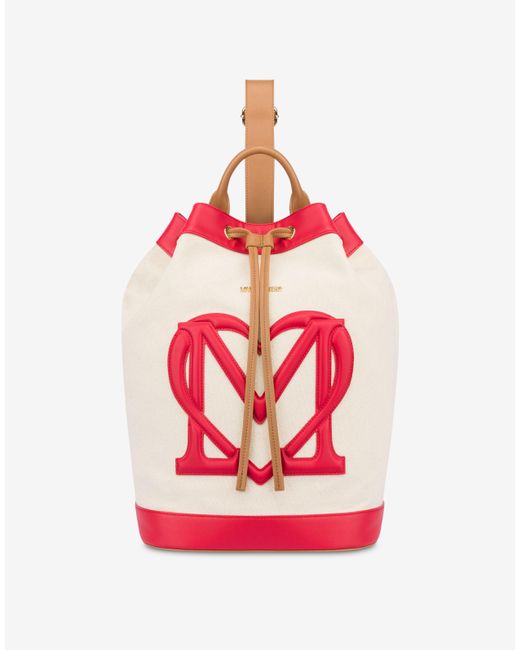 Love Moschino Pink Canvas Sporty Love Weekender Bag
