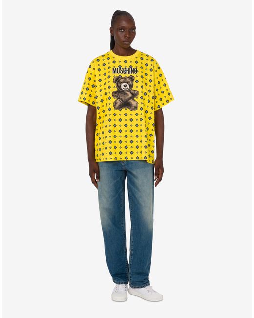 Moschino Yellow Teddy Bear Organic Cotton Jersey T-Shirt