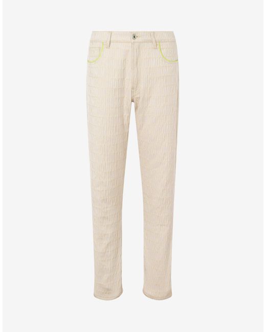 Moschino Natural Allover Logo Cotton And Viscose Blend Trousers
