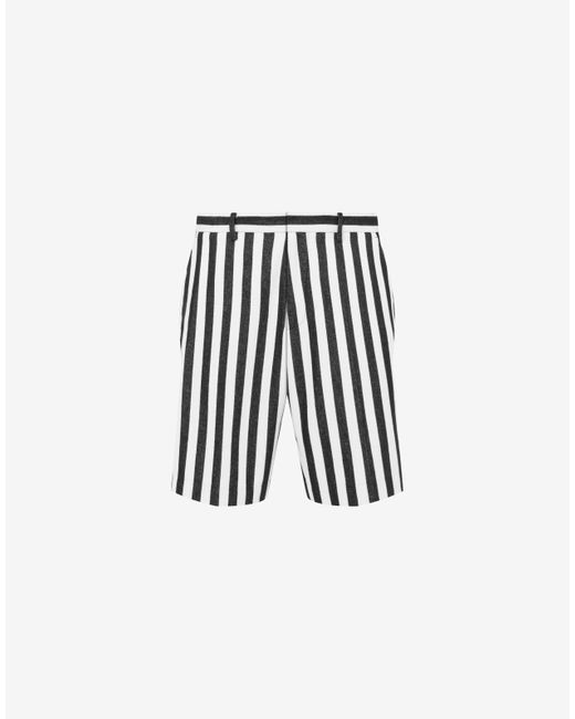 Moschino White Archive Stripes Cotton-blend Bermuda Shorts