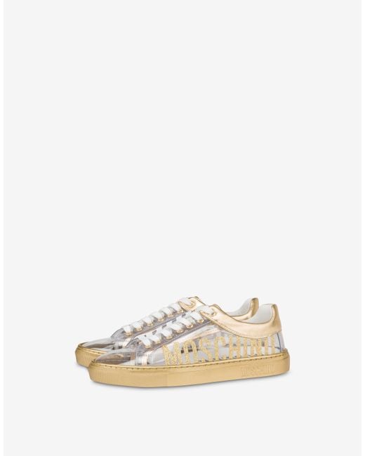 Moschino Natural Transparent Pvc Sneakers With Glittery Logo