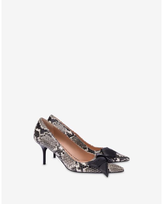 Love Moschino Python Print Calfskin Pumps in White | Lyst